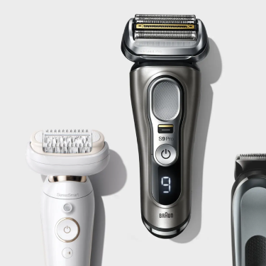 Braun Care+ products including electric shavers, trimmers, epilators, and IPLs with extended warranty and repair service